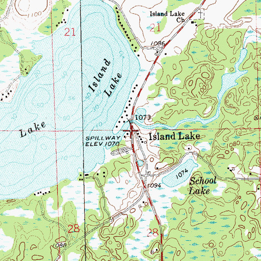 Topographic Map of Island Lake WP363 Dam, WI