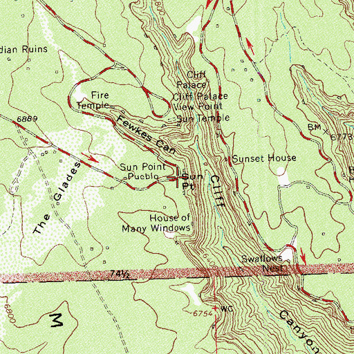 Topographic Map of Sun Point, CO