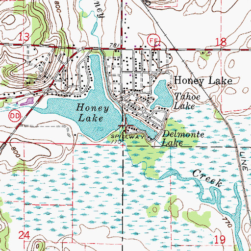 Topographic Map of Honey Lake WP276 Dam, WI
