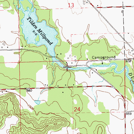 Topographic Map of Tilden 2WP150 Dam, WI