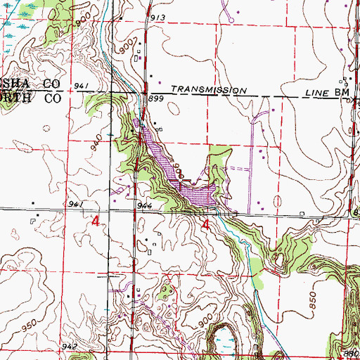 Topographic Map of Kettle Moraine Estates 3WR1719 Dam, WI