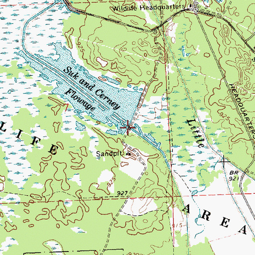 Topographic Map of Suk and Cerney Flowage Dam, WI