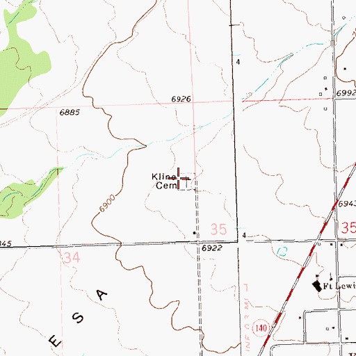 Topographic Map of Kline Cemetery, CO