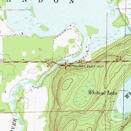 Topographic Map of Little Rice Lake 45, WI