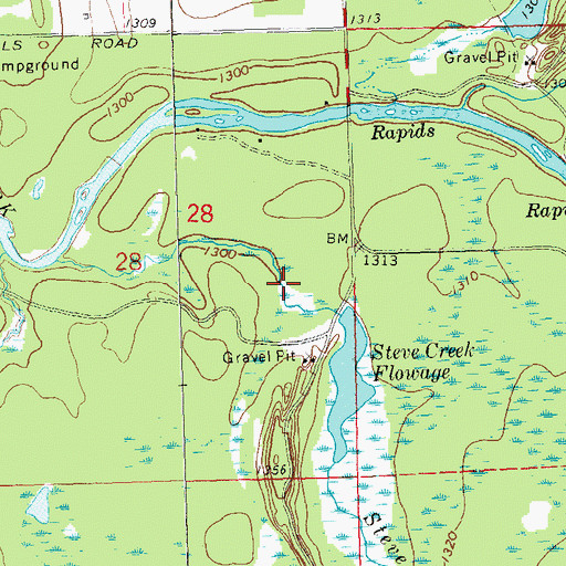 Topographic Map of Lower Steve Creek 2WP1332 Dam, WI
