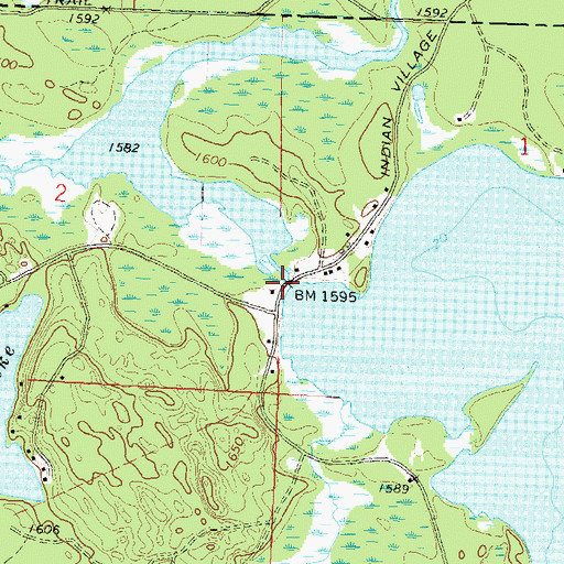 Topographic Map of Flambeau, Pokegama, Long I Lakes, WI