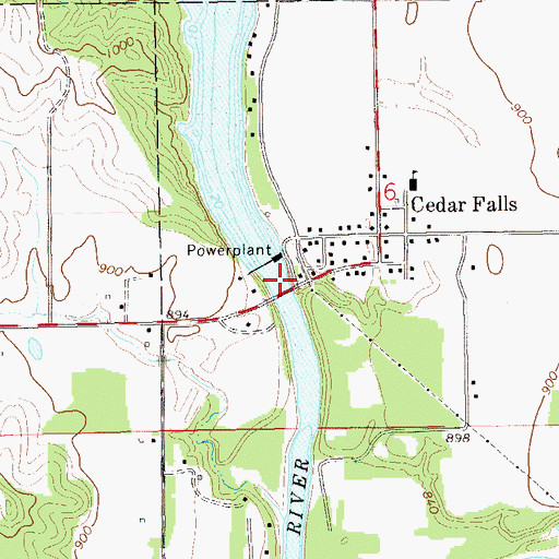 Topographic Map of Cedar Falls 1883C3 Dam, WI