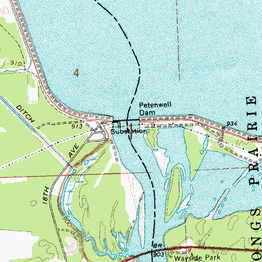 Topographic Map of Petenwell 2WP722 Dam, WI