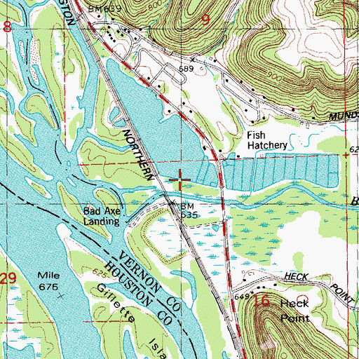 Topographic Map of Genoa Fish Hatchery Pond One Dam, WI