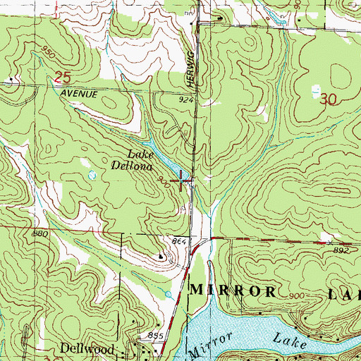 Topographic Map of Lake Dellona G4266 Dam, WI