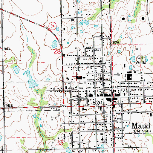 Topographic Map of Maud Elementary School, OK