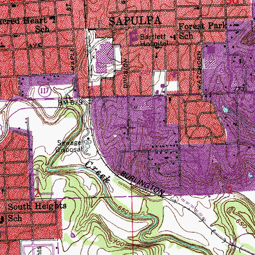 Topographic Map of Chief Sapulpa Burying Ground, OK
