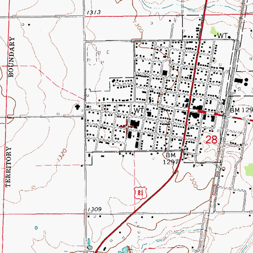 Topographic Map of Minco Middle School, OK