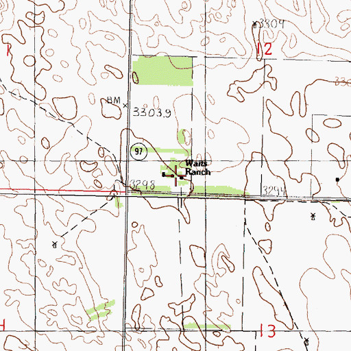 Topographic Map of Waits Ranch, NE