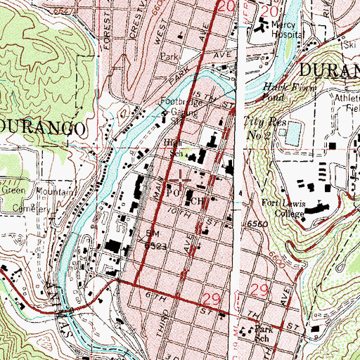 Topographic Map of Durango Christian Church, CO