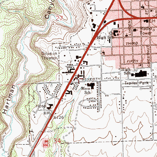 Topographic Map of Mesa Elementary School, CO