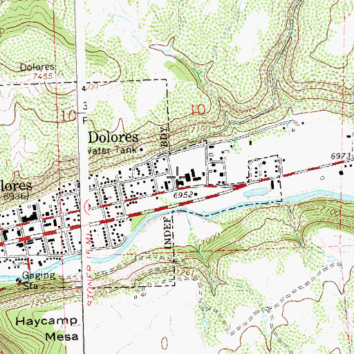 Topographic Map of Dolores High School, CO