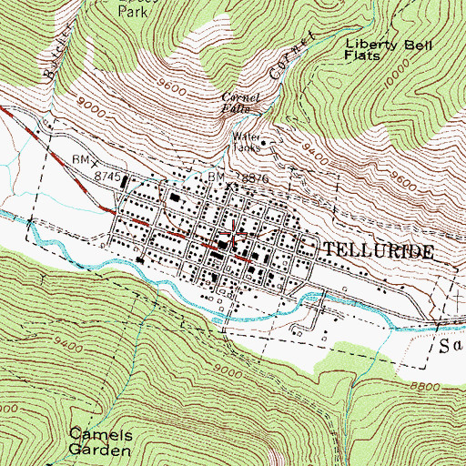 Topographic Map of Telluride Fire Department and Emergency Medical Services Station 1, CO