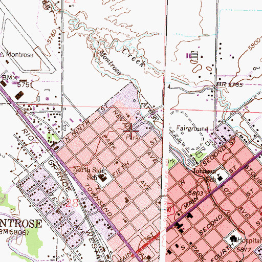 Topographic Map of Montrose Lions Community Building, CO