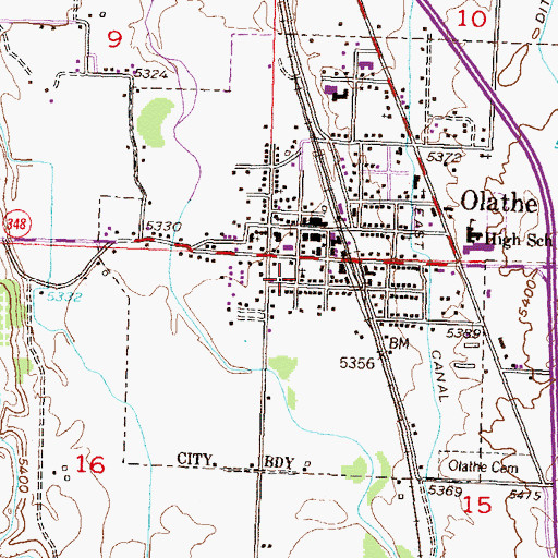 Topographic Map of Olathe United Methodist Church, CO