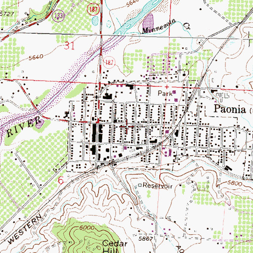 Topographic Map of Sacred Heart Catholic Church, CO