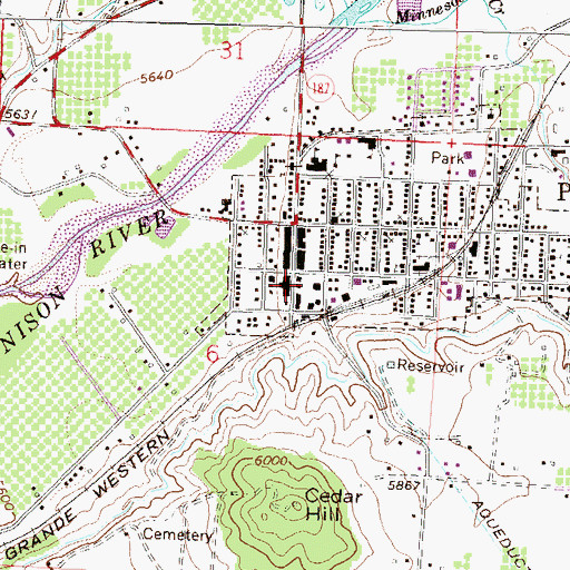 Topographic Map of Paonia Post Office, CO