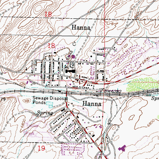 Topographic Map of Hanna-Elk Mountain High School, WY