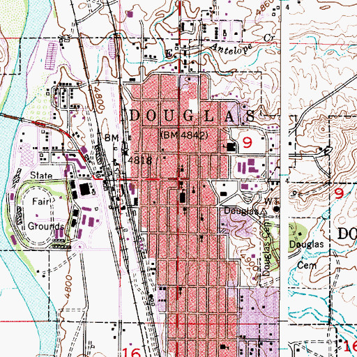 Topographic Map of Douglas High School, WY