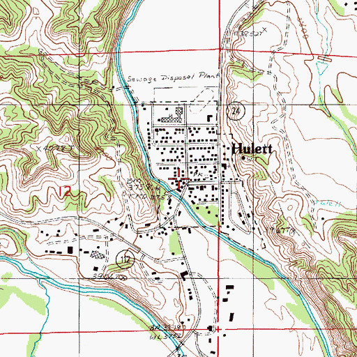 Topographic Map of Hulett School, WY