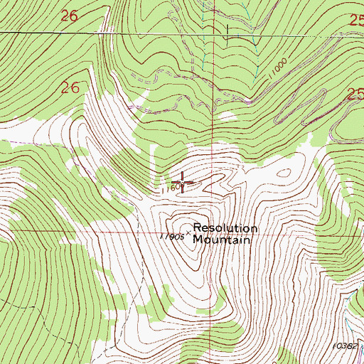 Topographic Map of Resolution Mountain, CO