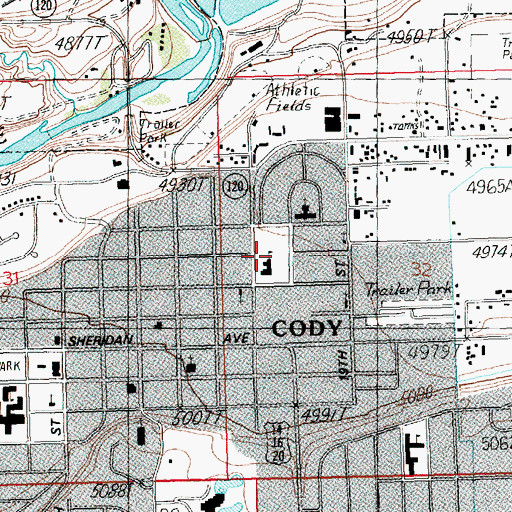 Topographic Map of Eastside Elementary School, WY