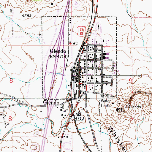Topographic Map of Glendo School, WY