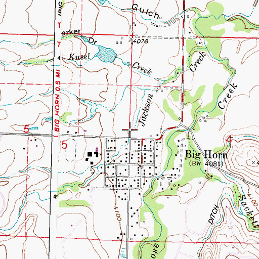 Topographic Map of Big Horn Middle School, WY