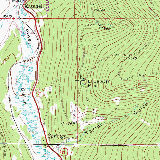 Topographic Map of El Capitan Mine, CO