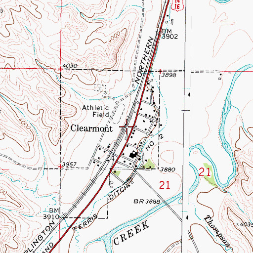 Topographic Map of Arvada-Clearmont Junior High School, WY