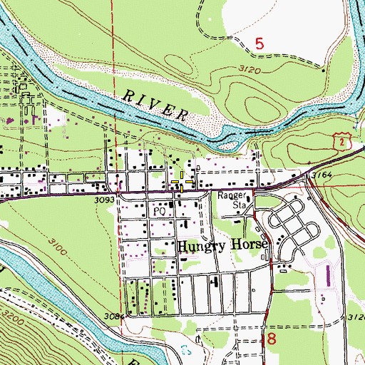 Topographic Map of Mountain Meadow RV Park and Campground, MT