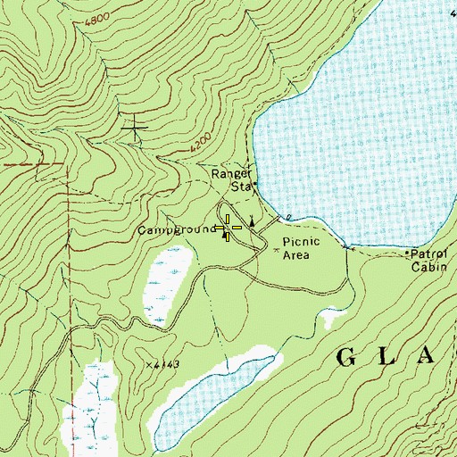 Topographic Map of Bowman Lake Campground, MT