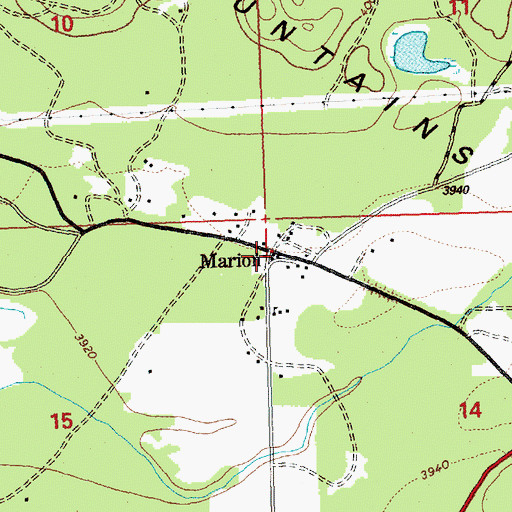 Topographic Map of Marion Branch Library, MT