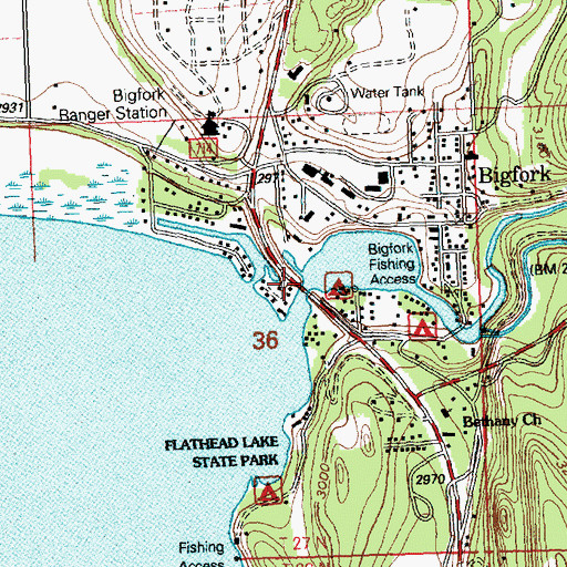 Topographic Map of Swan River Bridge, MT
