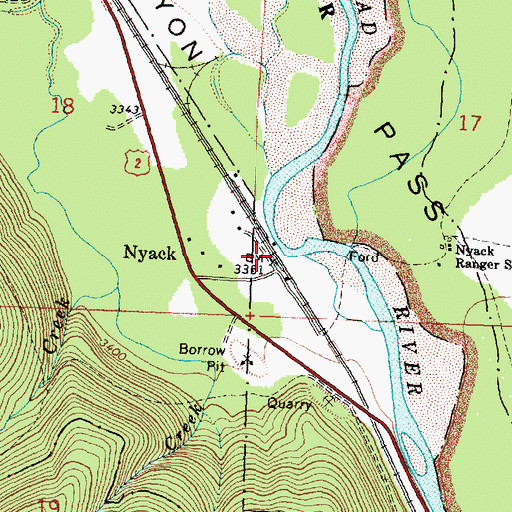 Topographic Map of Nyack School (historical), MT