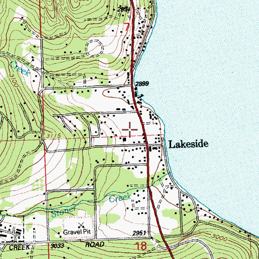 Topographic Map of Lakeside Post Office, MT