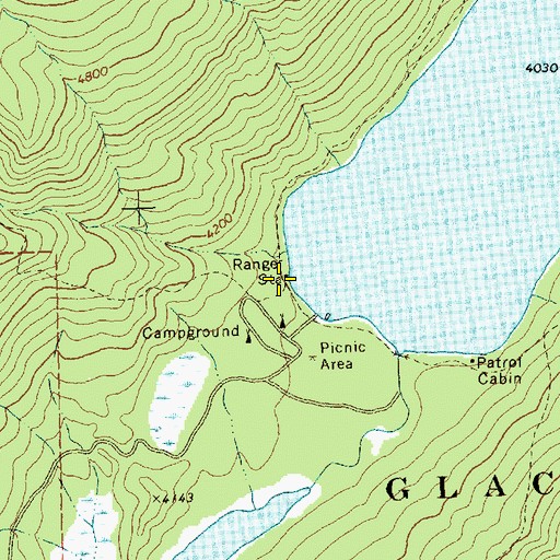 Topographic Map of Bowman Lake Post Office (historical), MT