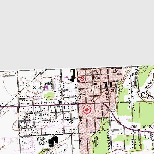 Topographic Map of Columbia Falls West Annex School, MT