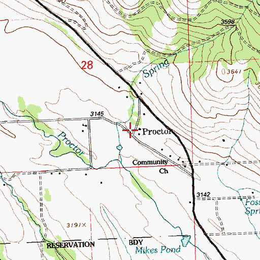 Topographic Map of Proctor Post Office (historical), MT