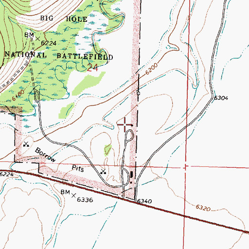 Topographic Map of Big Hole National Battlefield Visitor Center, MT