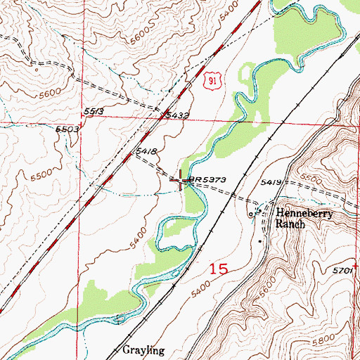 Topographic Map of Henneberry Bridge, MT