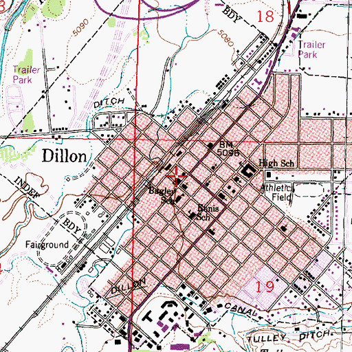 Topographic Map of Grace Baptist Church of Dillon, MT