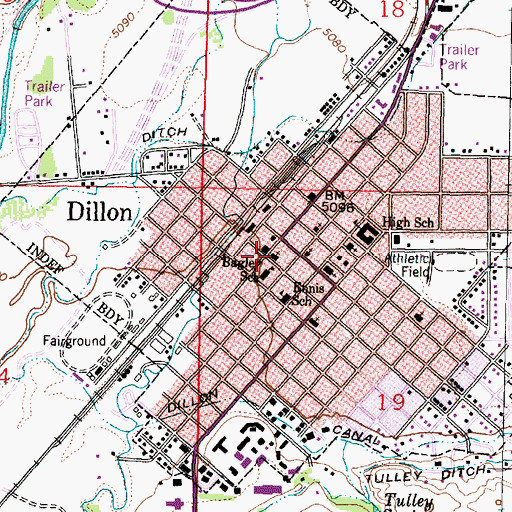 Topographic Map of First Baptist Church, MT