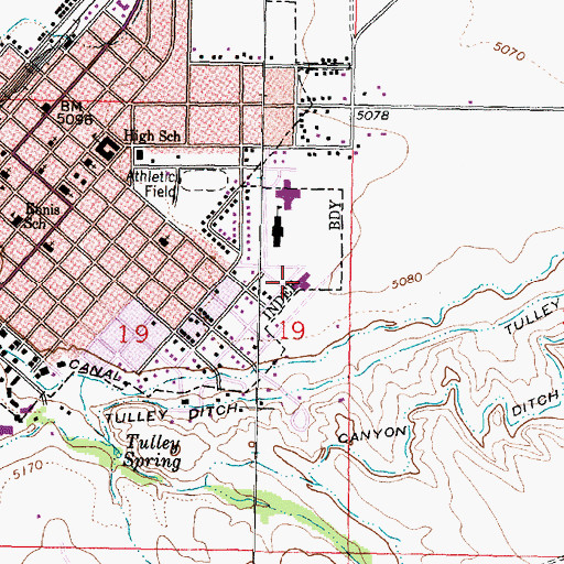 Topographic Map of Parkview Acres Care and Rehabilitation Center, MT