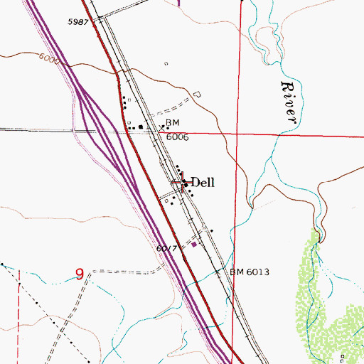 Topographic Map of Dell Post Office (historical), MT